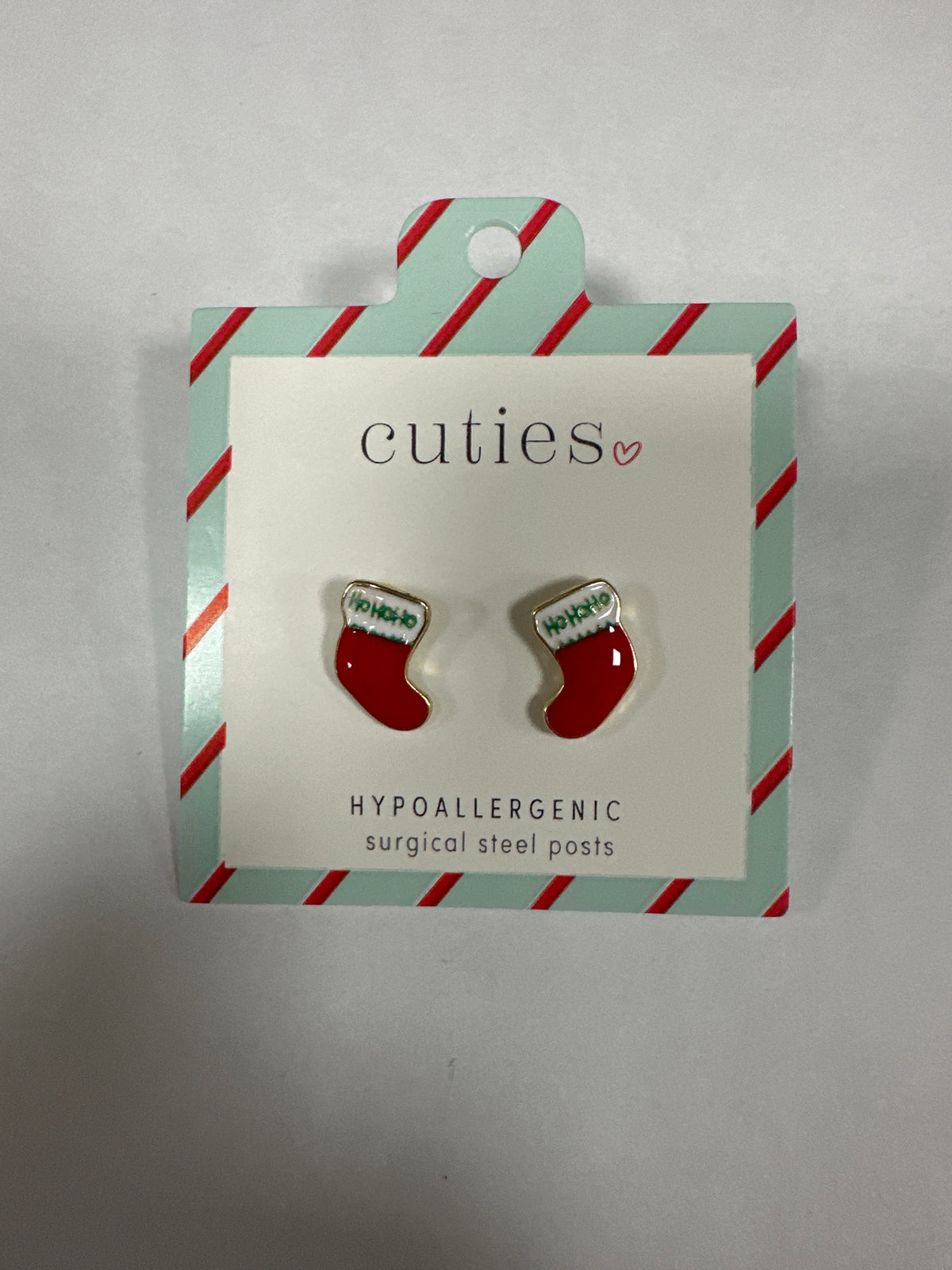 RED ENAMEL STOCKING EARRINGS