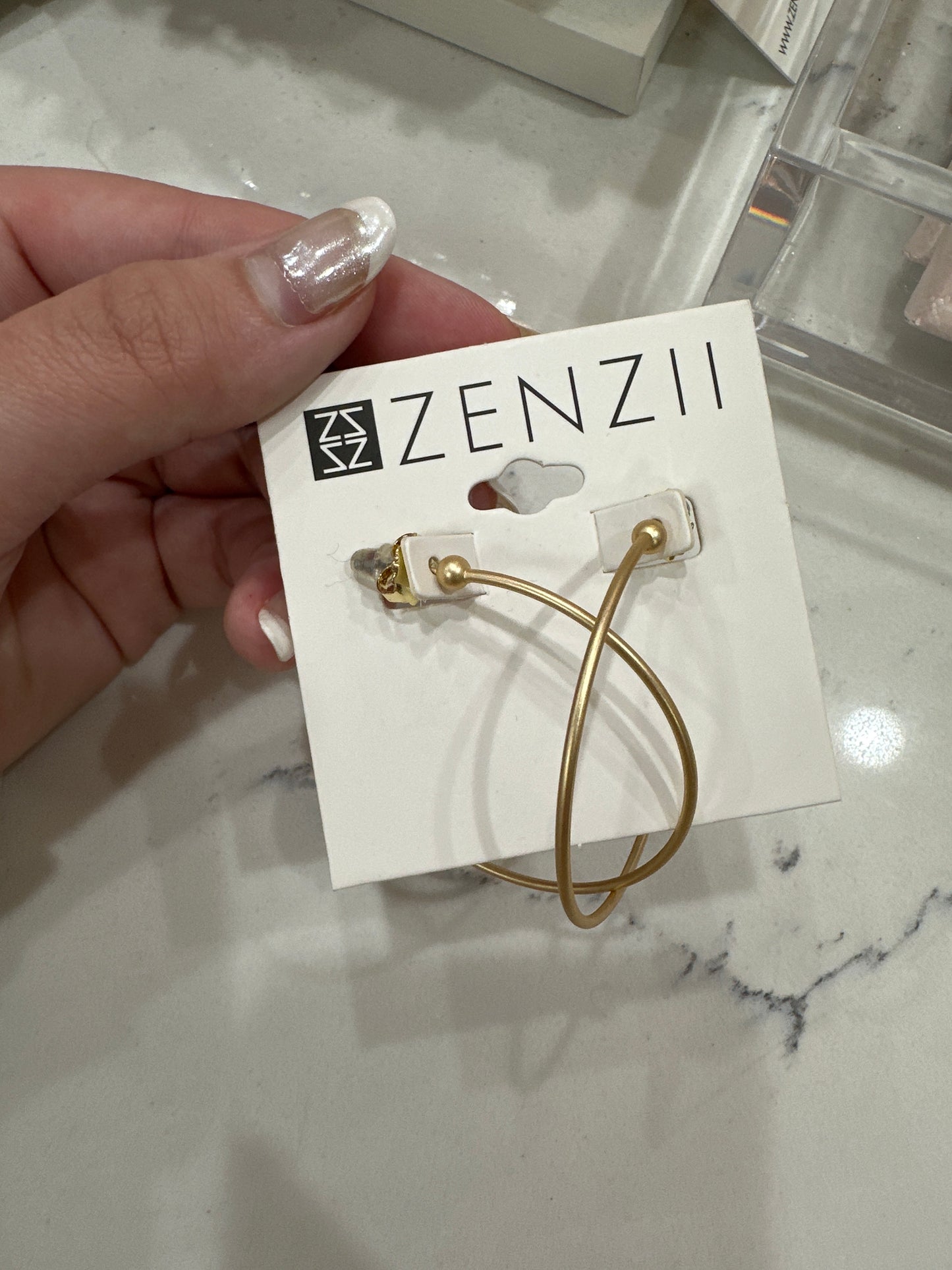 SLIM GOLD BEAD OPEN HOOP EARRINGS - MATTE GOLD
