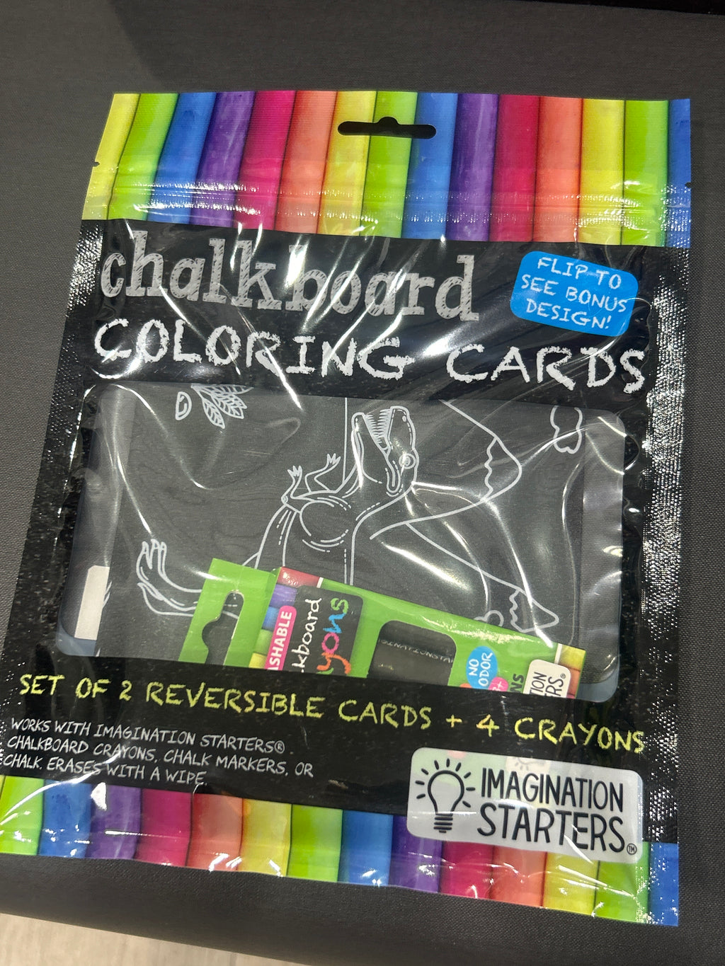 CHALKBOARD COLORING CARDS - MINI DINO TRUCK