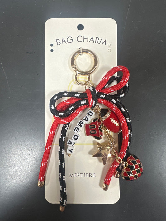 RED & BLACK PARACORD GAMEDAY FOOTBALL PURSE CHARM