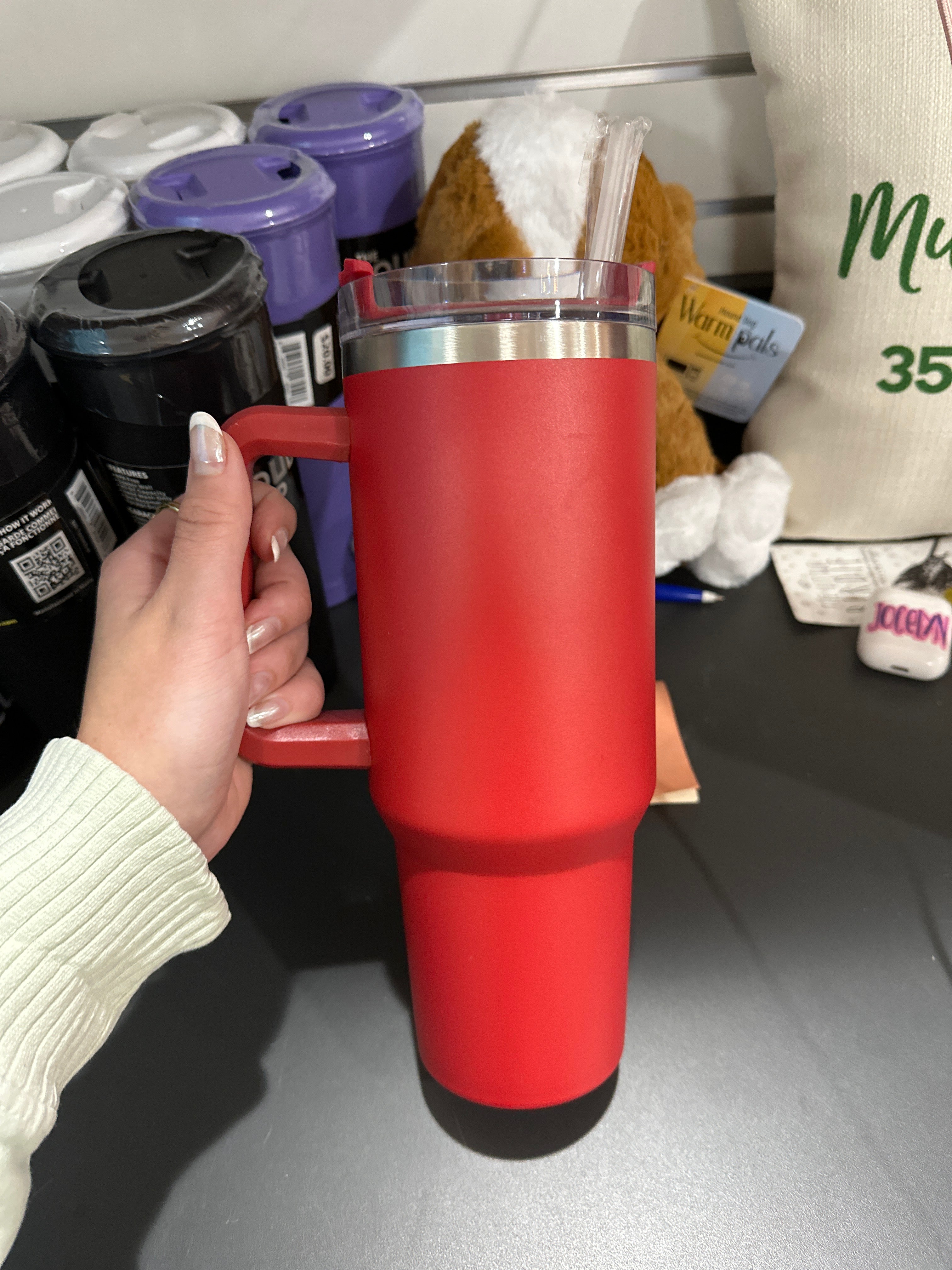 40 OZ TUMBLER WITH HANDLE - RED