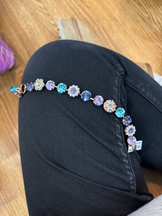 RG PURPLE/BLUE/PEARL FLOWER BRACELET