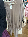 ACORN/MOCHA 2 PC RIBBED SWEATER & PANT SET - S