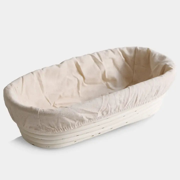 OBLONG RATTAN BREAD PROOFING BASKET AND LINER