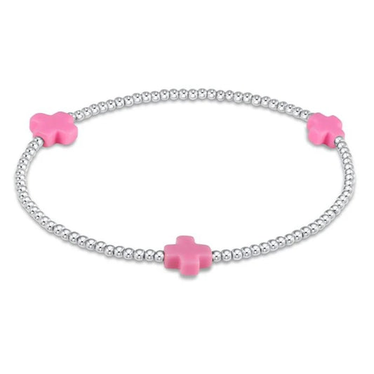 SIGNATURE CROSS STERLING PATTERN 2MM BEAD BRACELET
