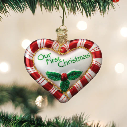 "Our First Christmas" Peppermint Heart Ornament
