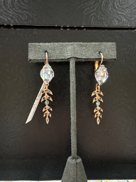 MARIANA EARR-ROSE GOLD-LT BLU STONE W/HANGING VINE