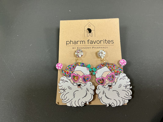 Glitter Groovy Santa Acrylic Earrings