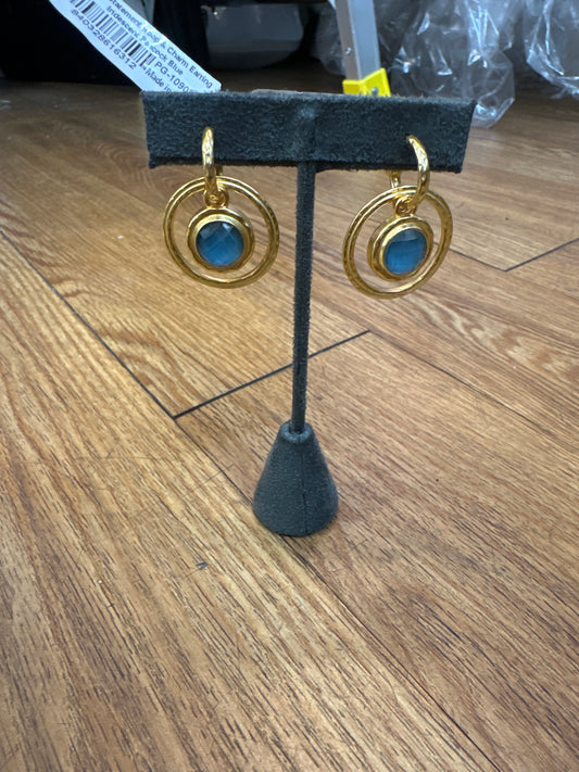 ASTOR STATEMENT HOOP & CHARM EARRING IRIDESCENT PEACOCK BLUE