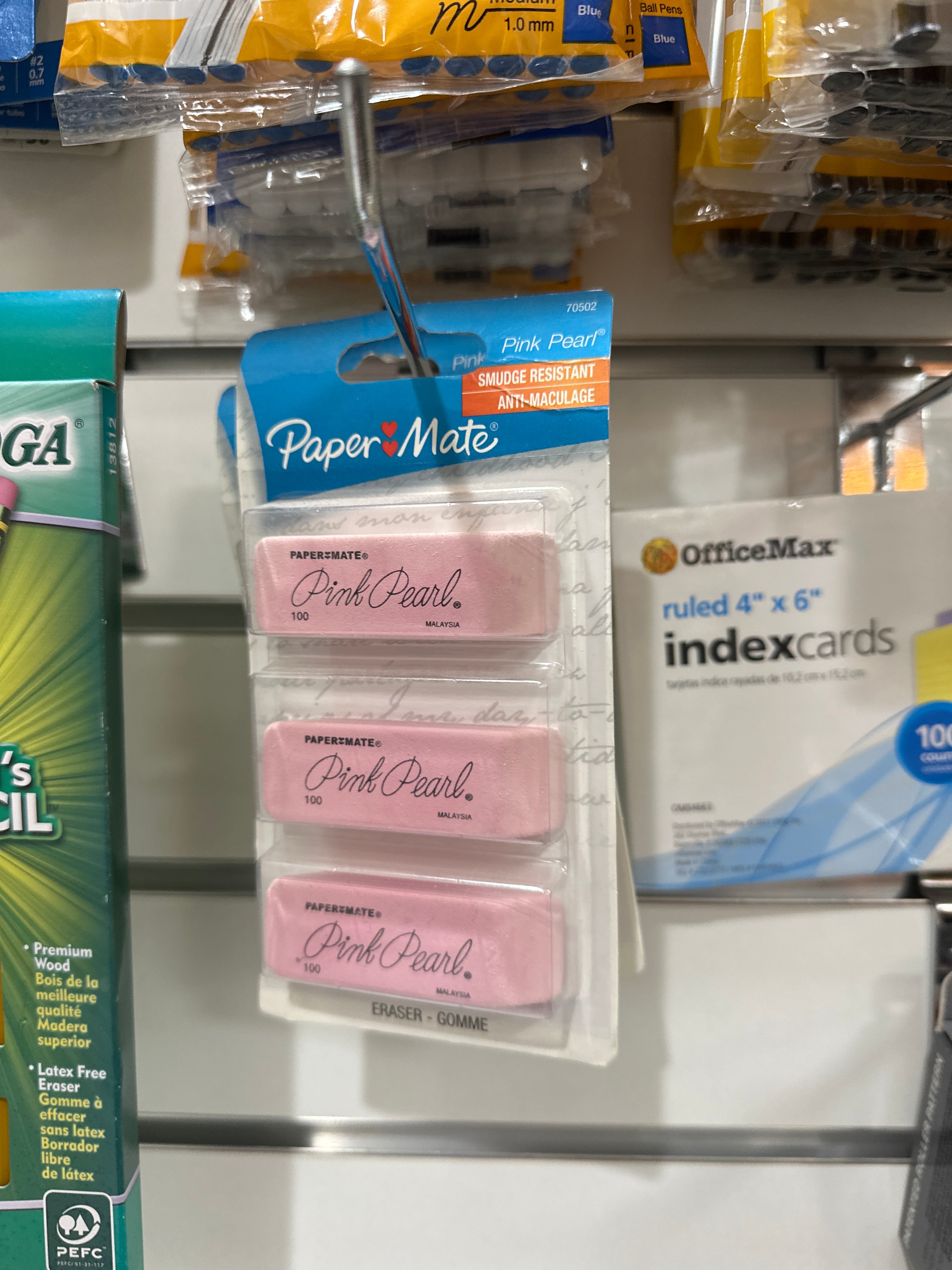 PINK PEARL ERASER 3PK