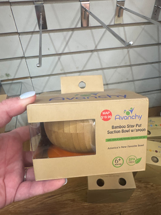 BAMBOO STAY PUT SUCTION BOWL W/ SPOON - Pharm Favorites by Economy Pharmacy