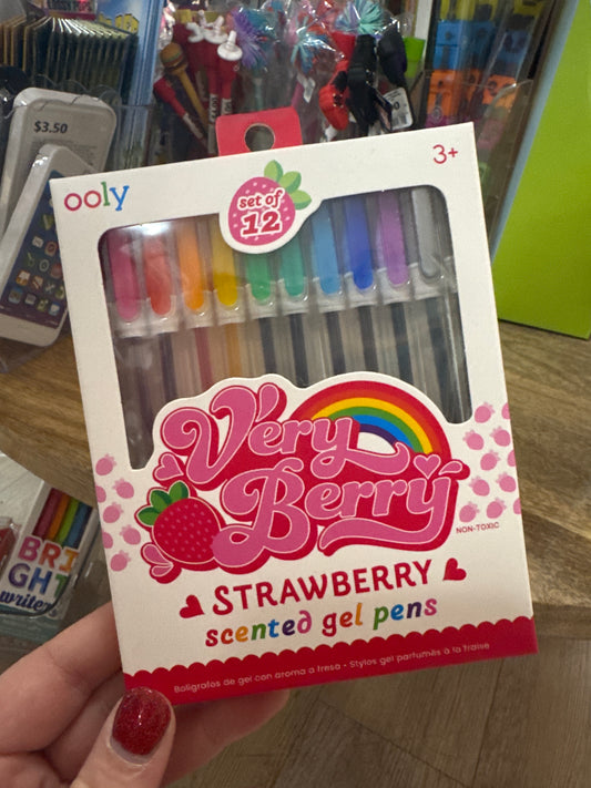 VERY BERRY STRAWBERRY SCENTED GEL PENS 12 PK