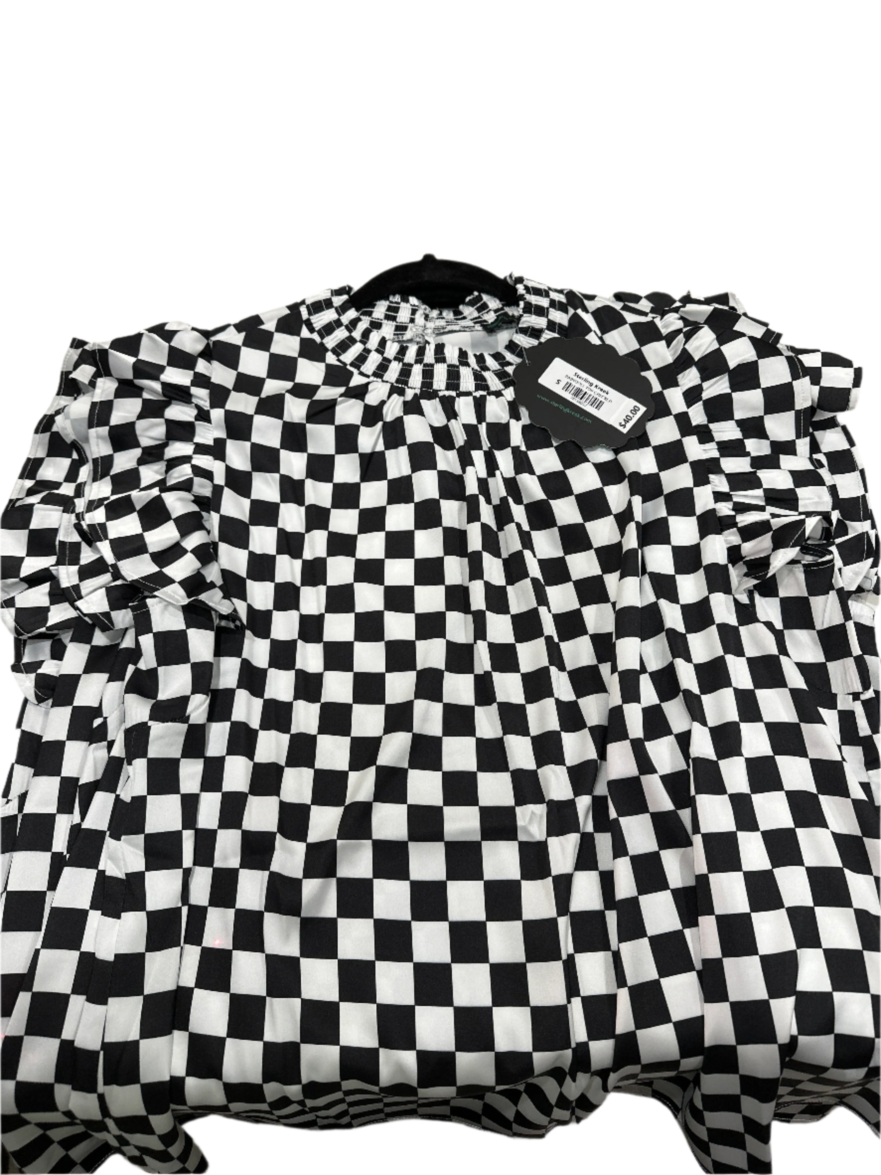 BABYDOLL TOP - BLACK CHECKED