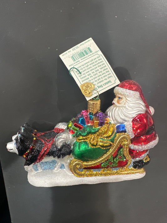 CHRISTMAS ORNAMENT SANTAS DOG SLED