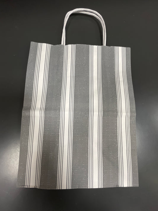 TICKING STRIPE GRAY PAPER GIFT BAG