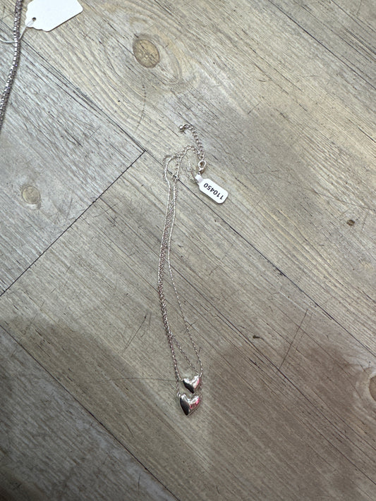 SILVER DOUBLE LAYERED HEART NECKLACE