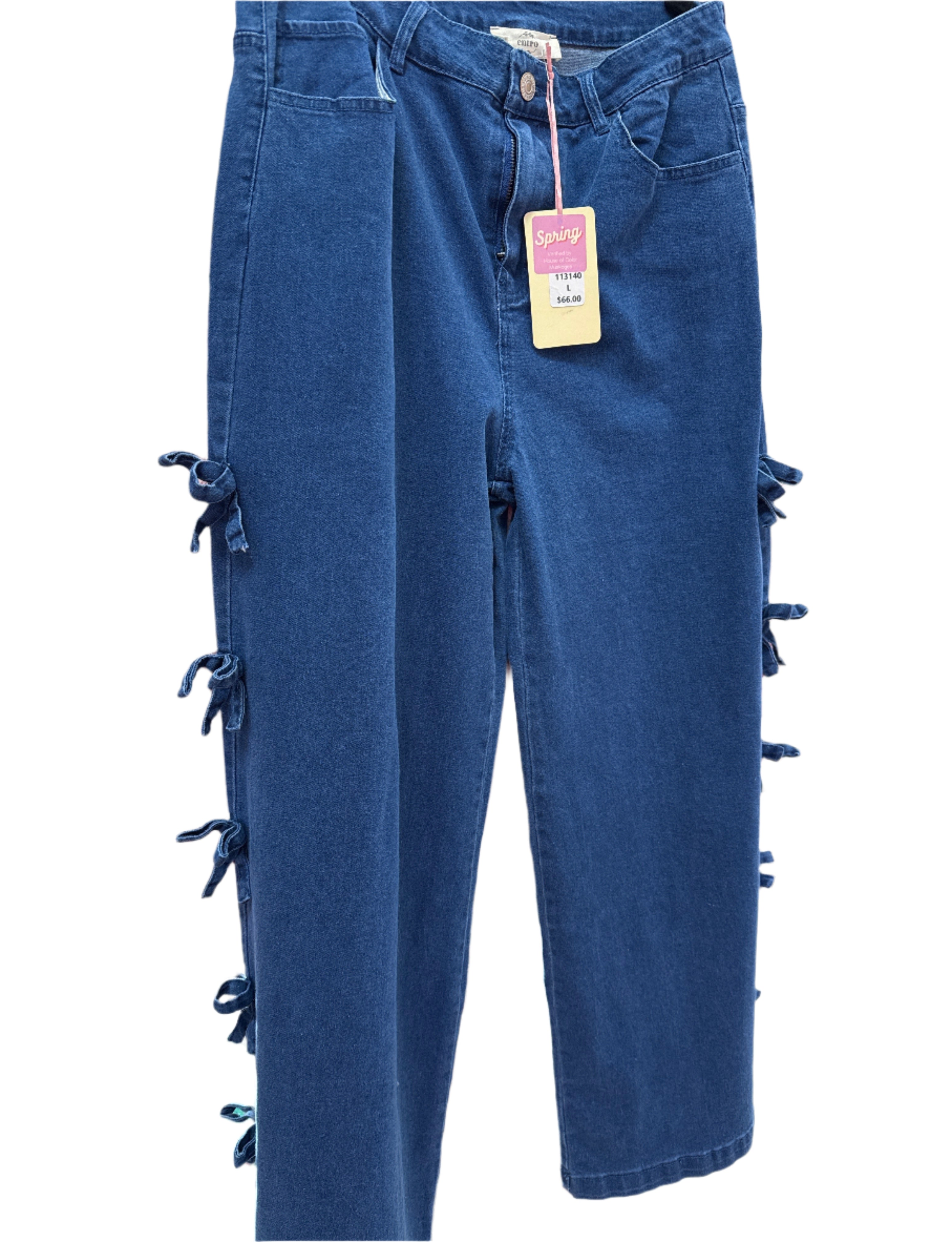 DK DENIM JEANS WITH TIES DOWN SIDE SEAM