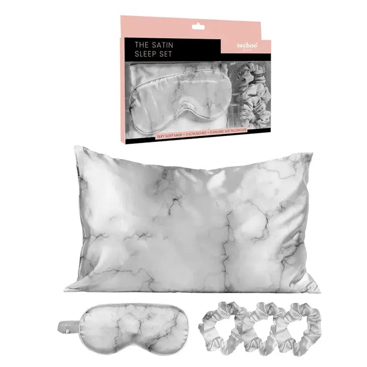 The Satin Sleep Set (5 Pieces) - Marble