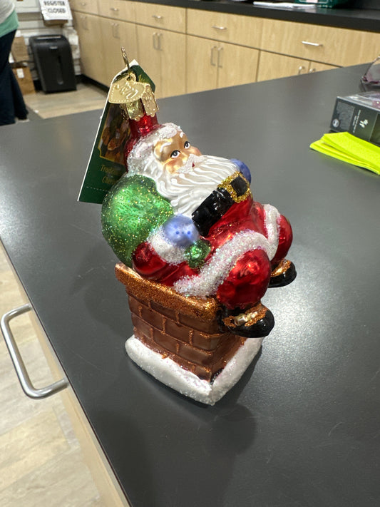 CHRISTMAS ORNAMENT - CHIMNEY STOP SANTA