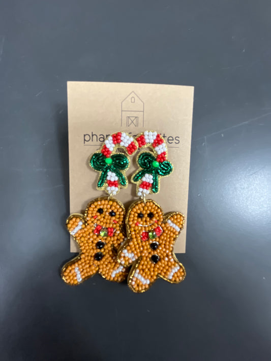 BEADED GINGERBREAD MAN EARRINGS