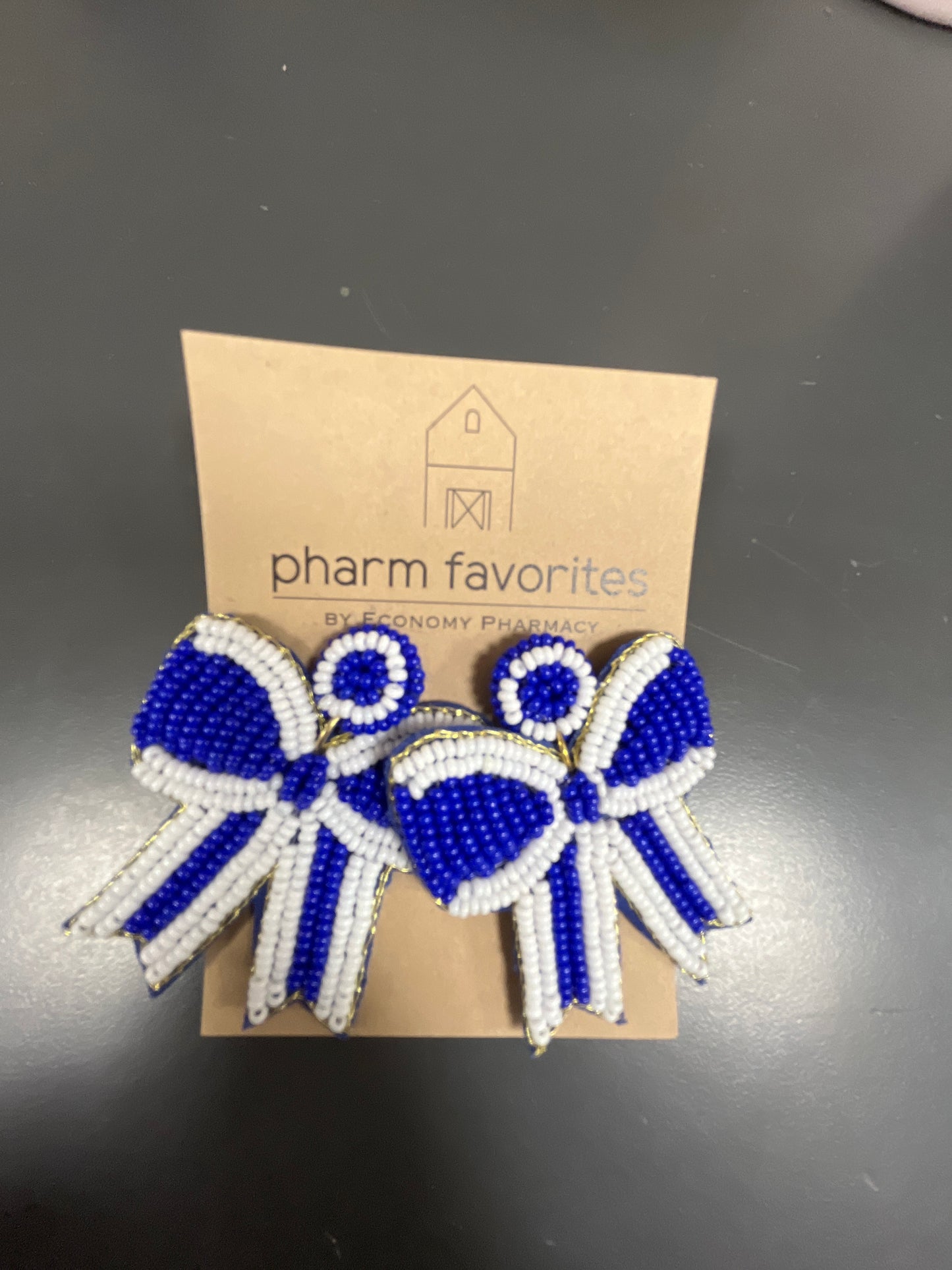 SEED BEAD BOW 2.75" GAME DAY EARRING