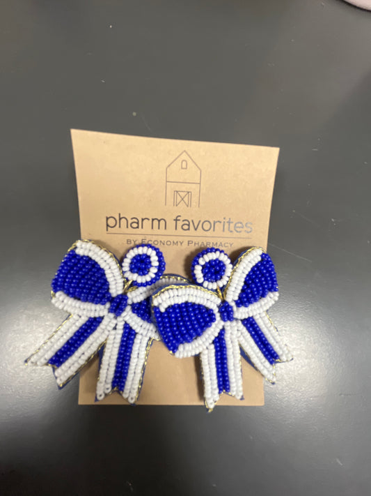 SEED BEAD BOW 2.75" GAME DAY EARRING
