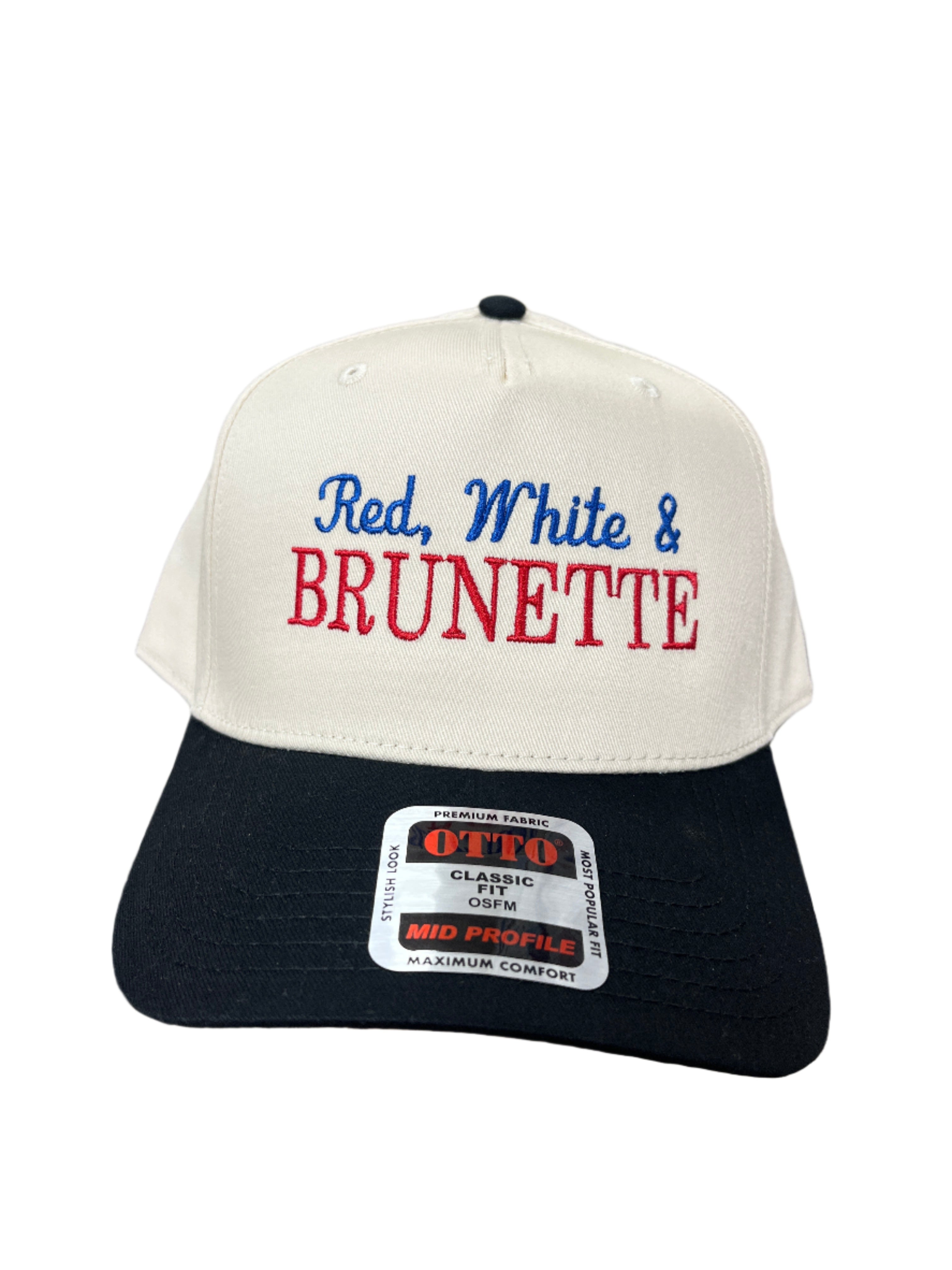 IVORY & BLACK HAT - RED, WHITE, & BRUNETTE