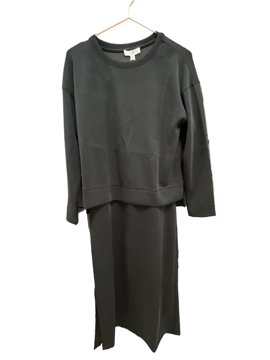 BLACK SOFT 2 PC SWEATSHIRT & DRESS SET