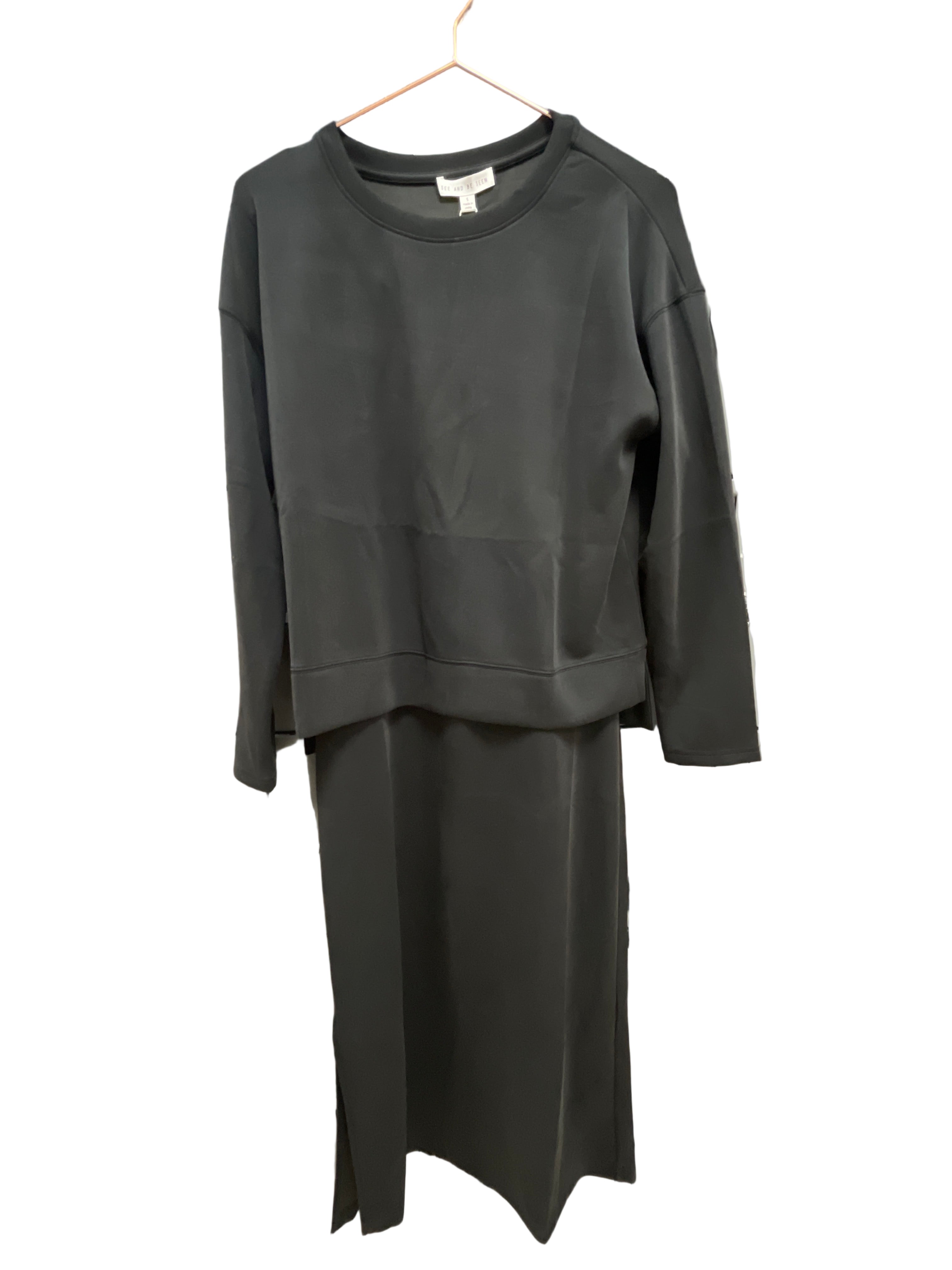 BLACK SOFT 2 PC SWEATSHIRT & DRESS SET