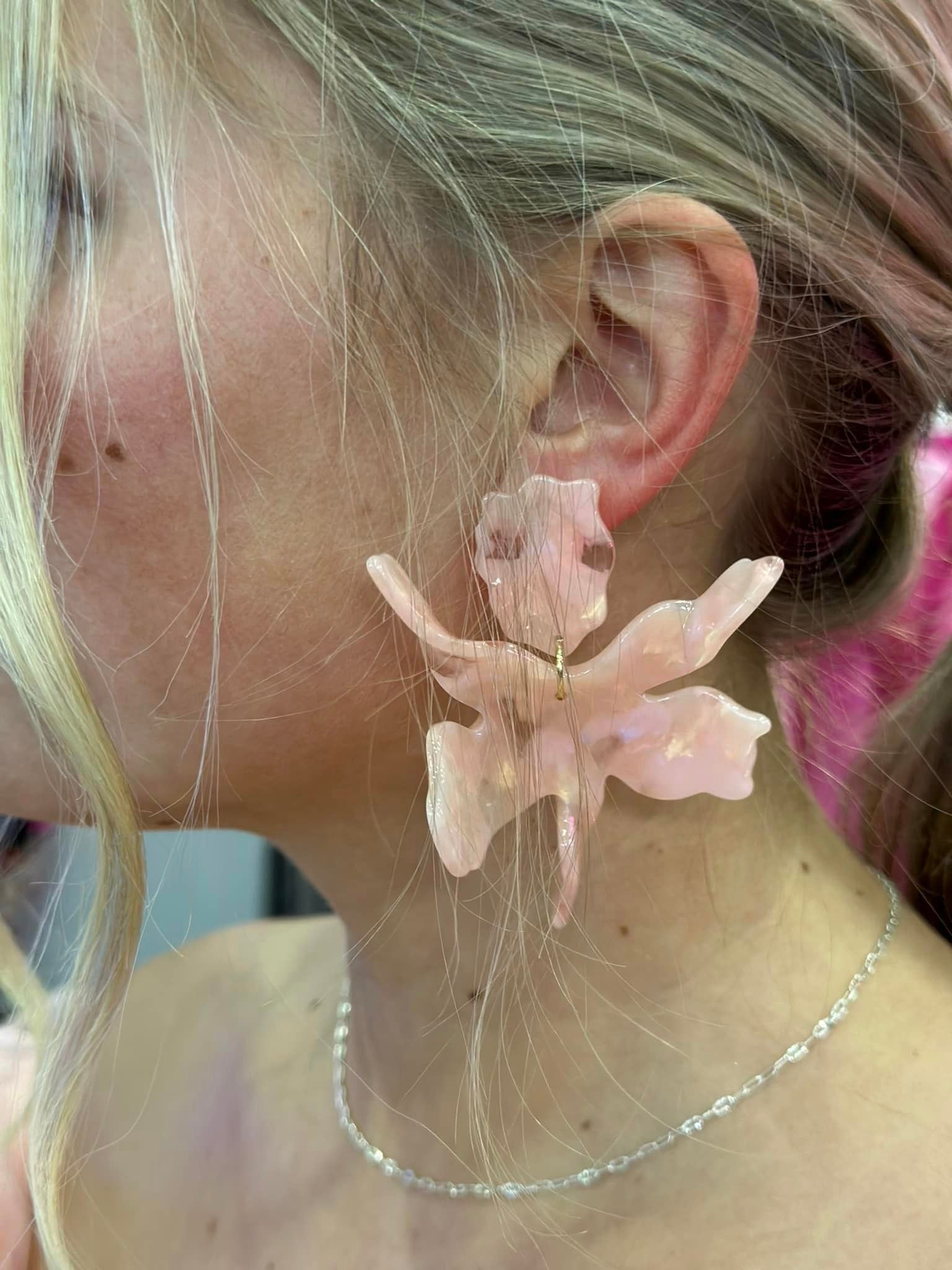 Peach Acrylic Flower Earrings