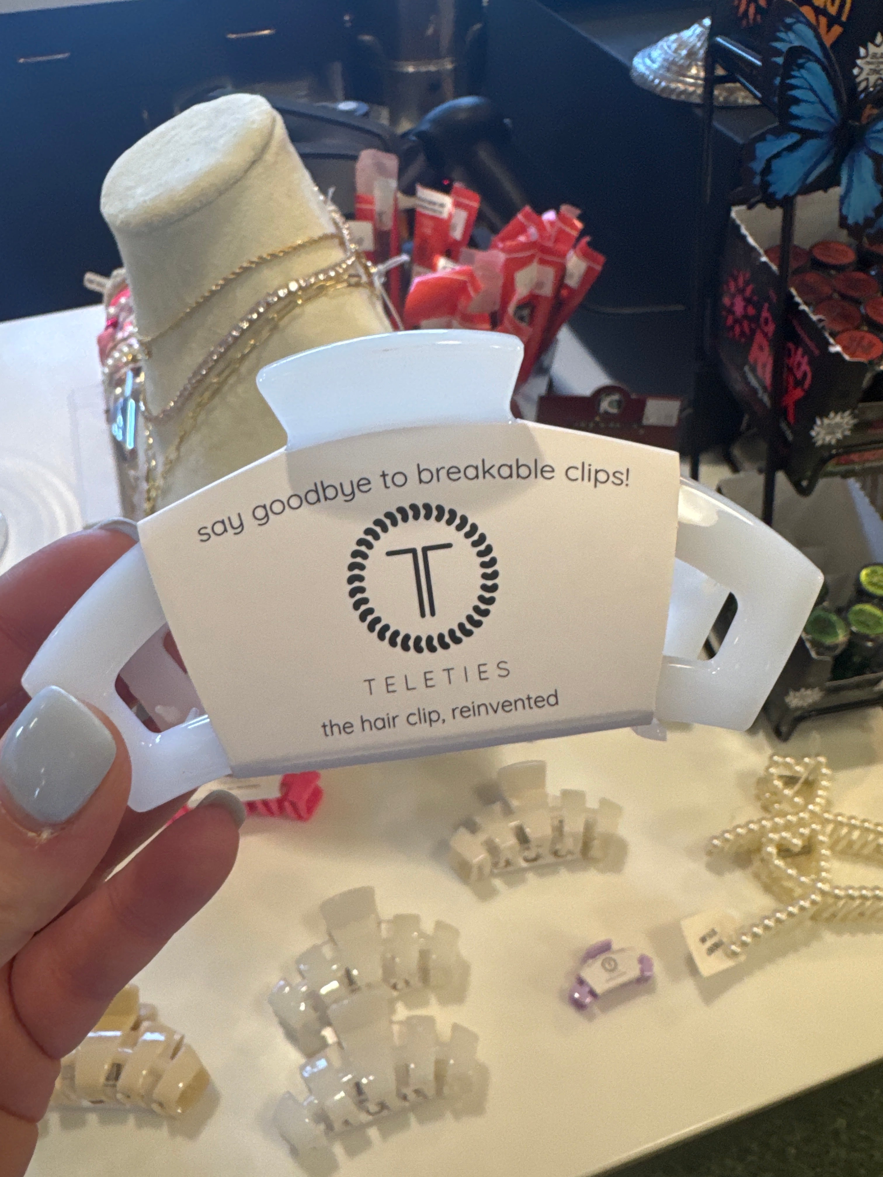 TELETIES OPEN HAIR CLIP - LARGE - COCONUT WHITE