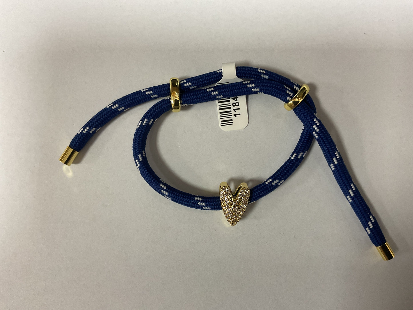 CORD BRACELET WITH PAVE HEART SLIDE CHARM