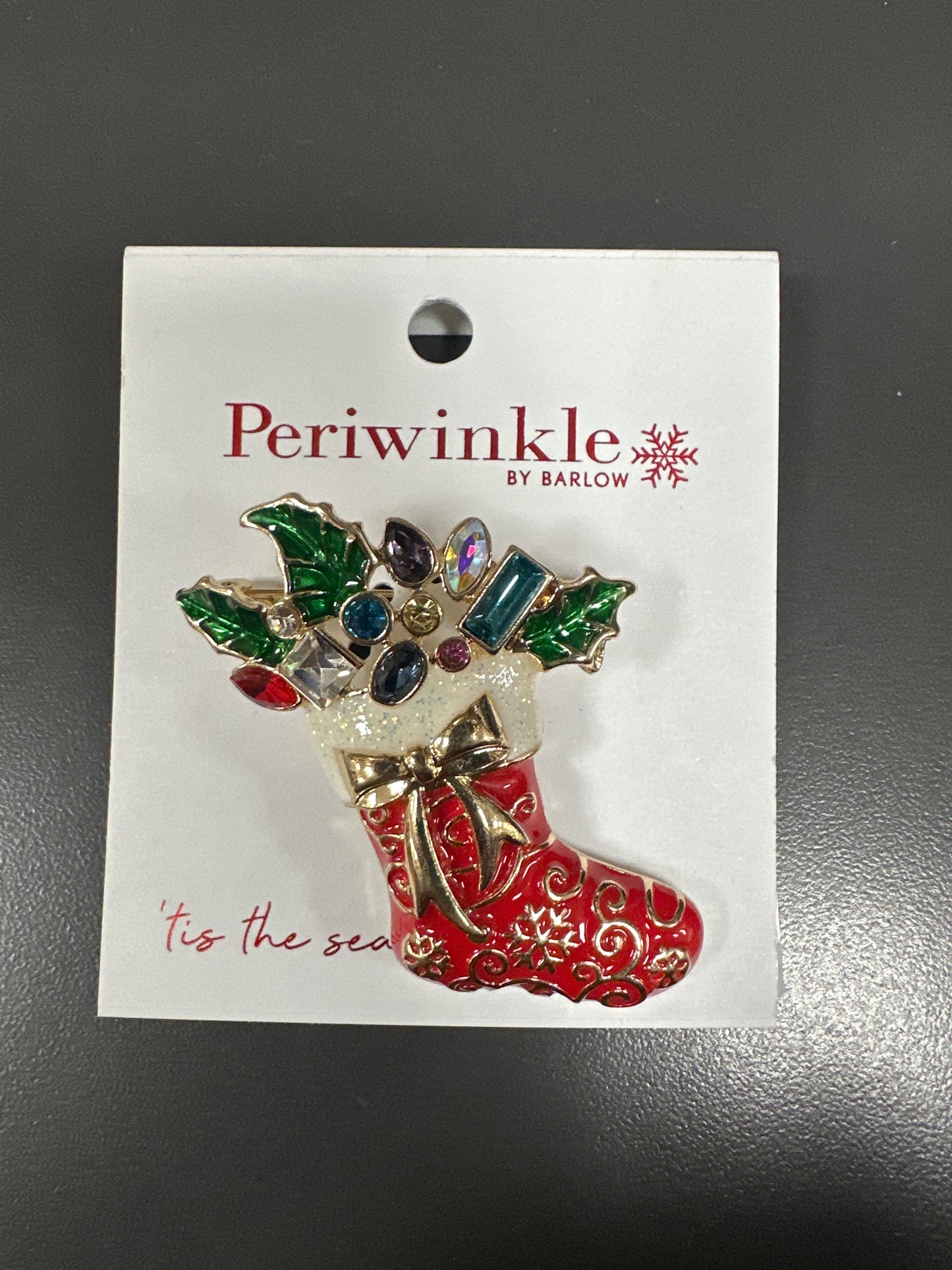 STOCKING BROOCH WITH JEWELS