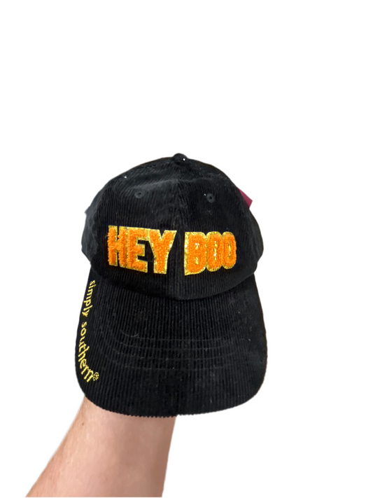 HEY BOO CORDUROY HAT - BLACK