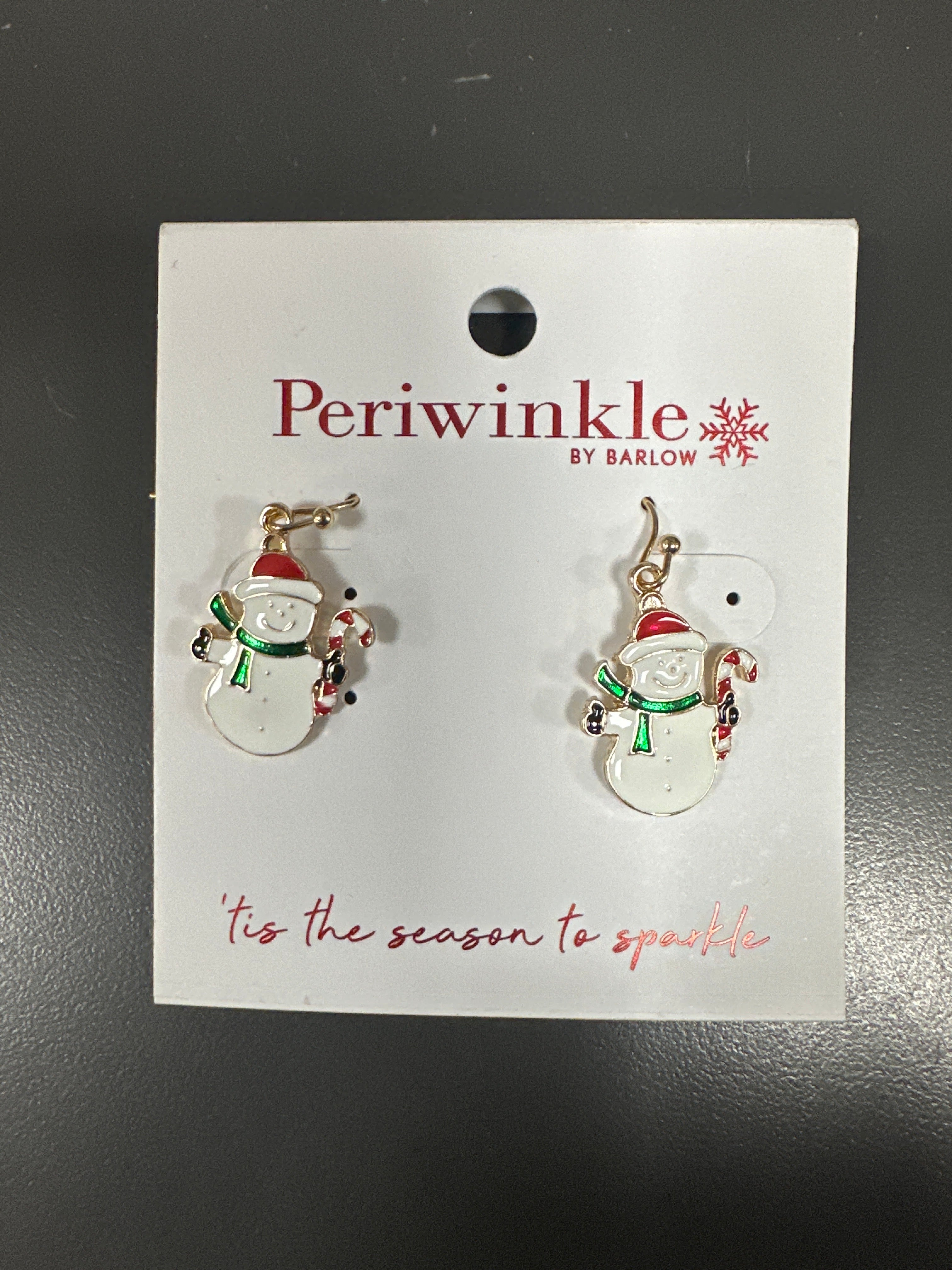 ENAMEL SNOWMAN WITH CANDY CANE EARRINGS