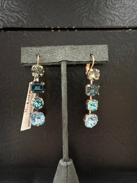 MARIANNA EARRINGS -ROSE GOLD - 4 TIER BLUE STONES