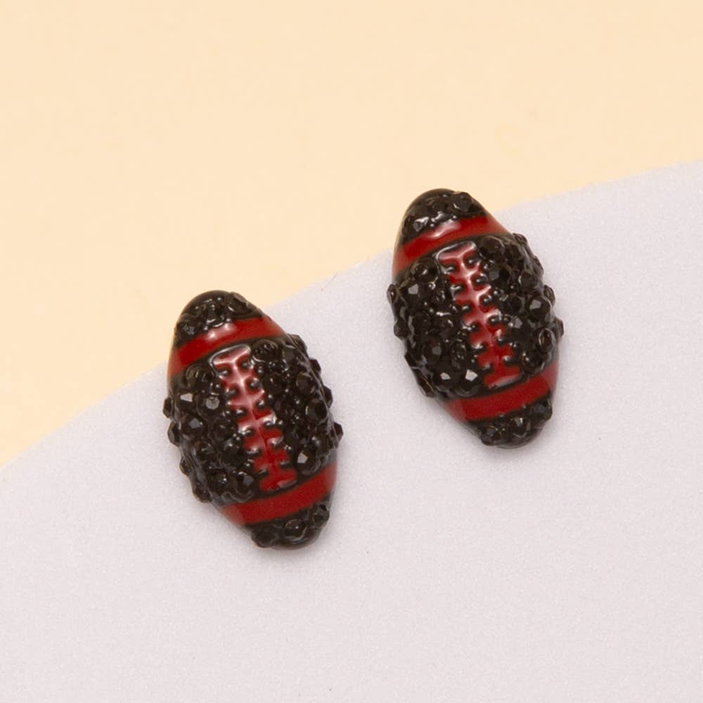 Gameday Two-Tone Rhinestone Pave Football Stud Earrings
