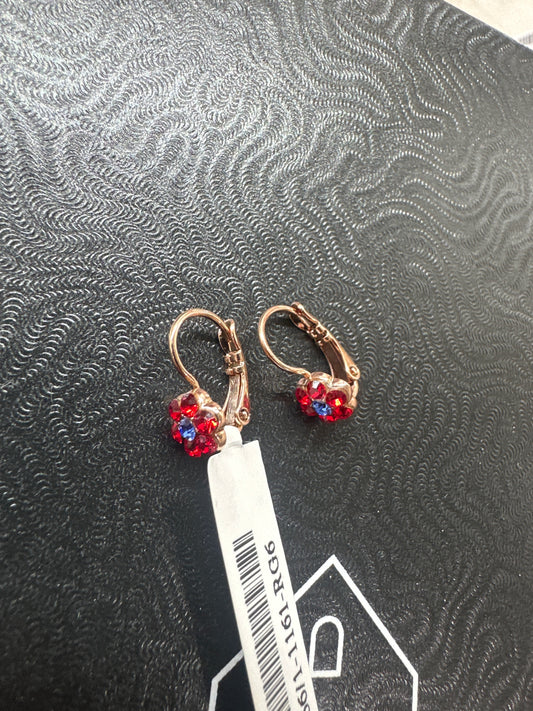 MARIANA EARRING-RG-RED FLWR BLUE CENTER