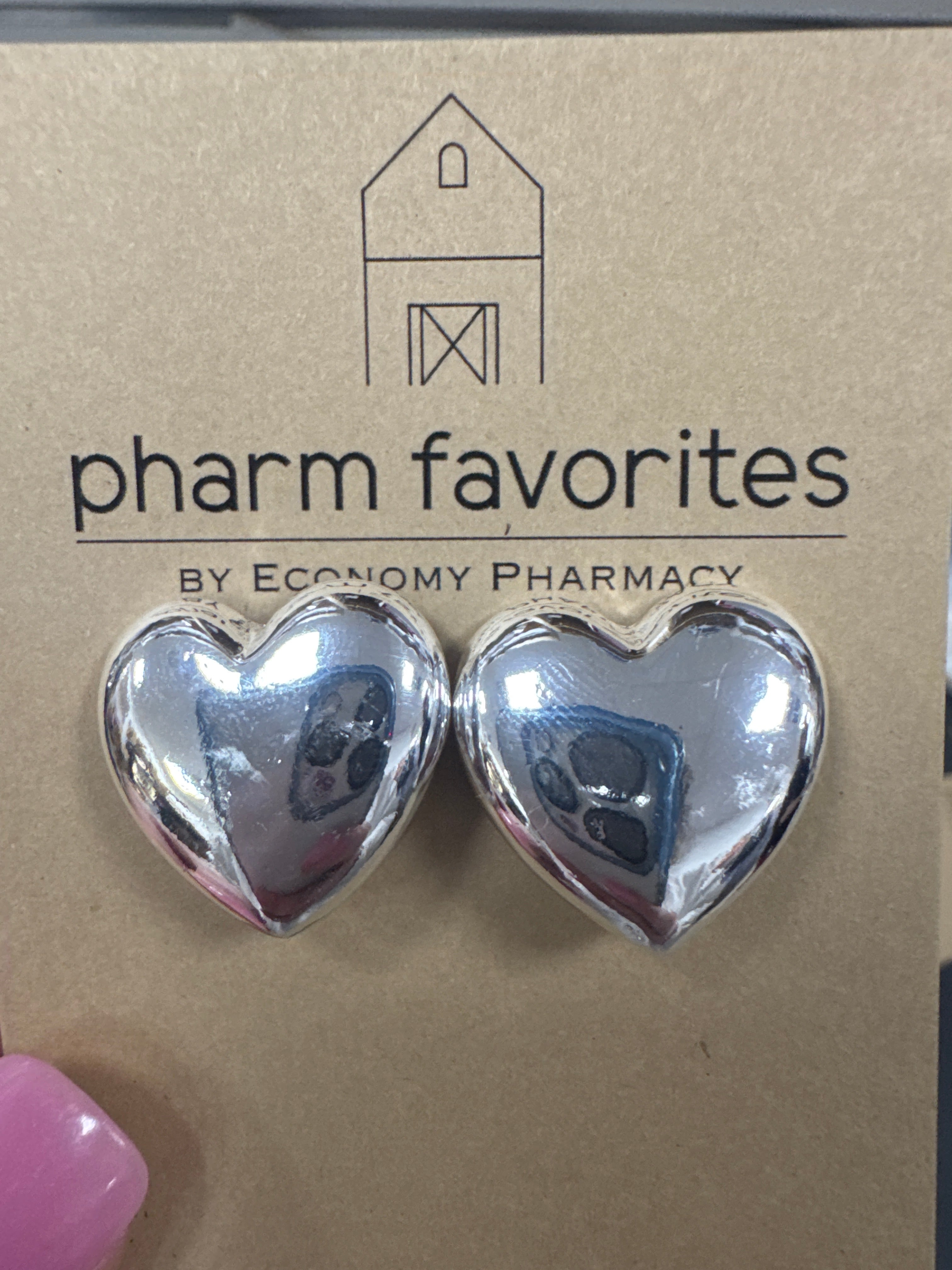 LARGE SILVER PUFFY HEART EARRINGS