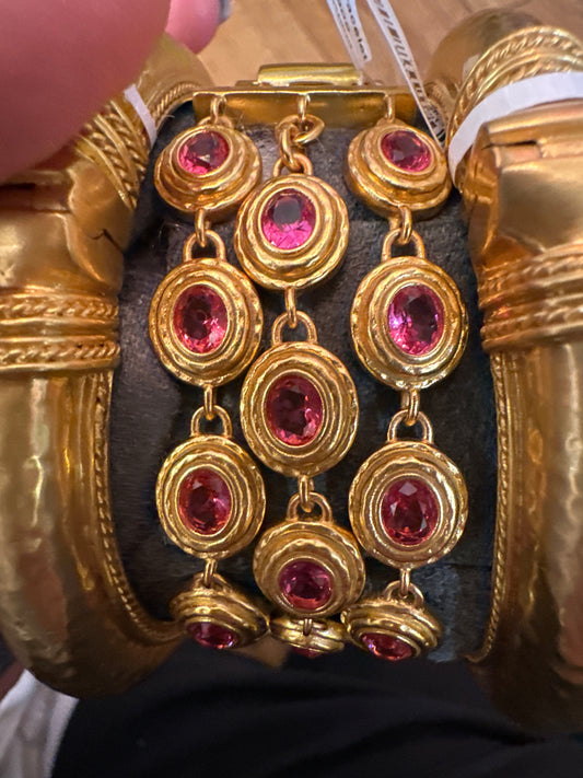 TUDOR TRIPLE ROW TENNIS BRACELET RASPBERRY