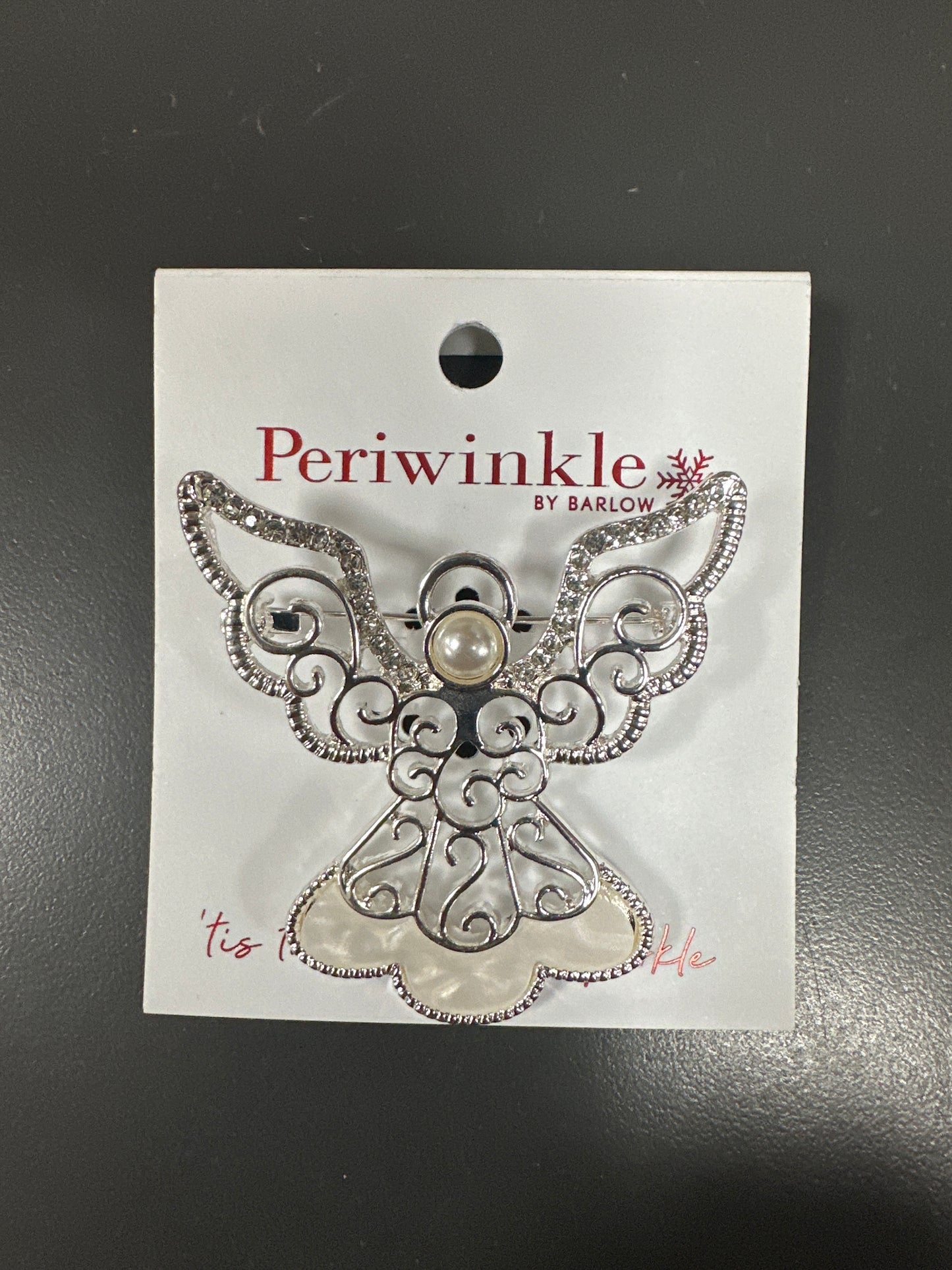 SILVER ANGEL BROOCH WITH PEARLS