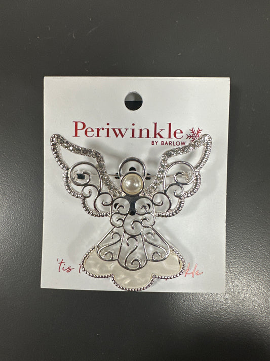 SILVER ANGEL BROOCH WITH PEARLS