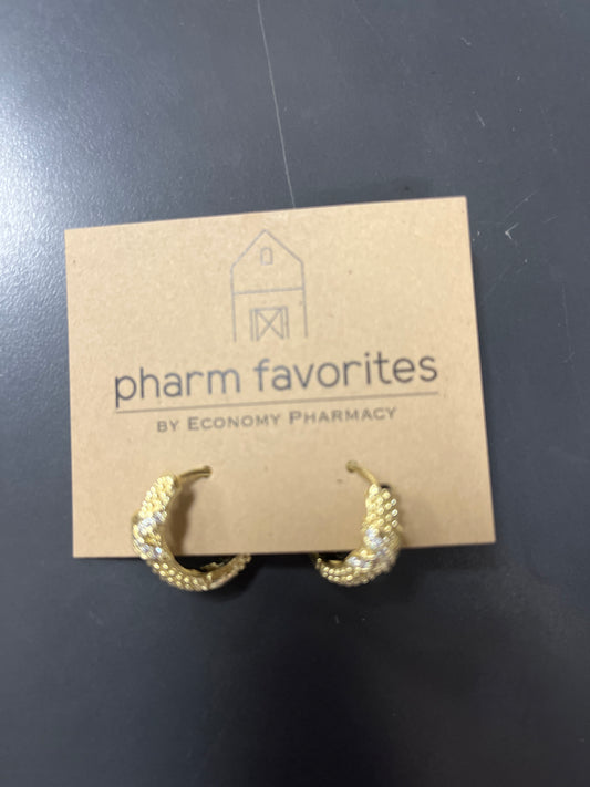 TEXTURED GOLD HOOPS WITH PAVE X