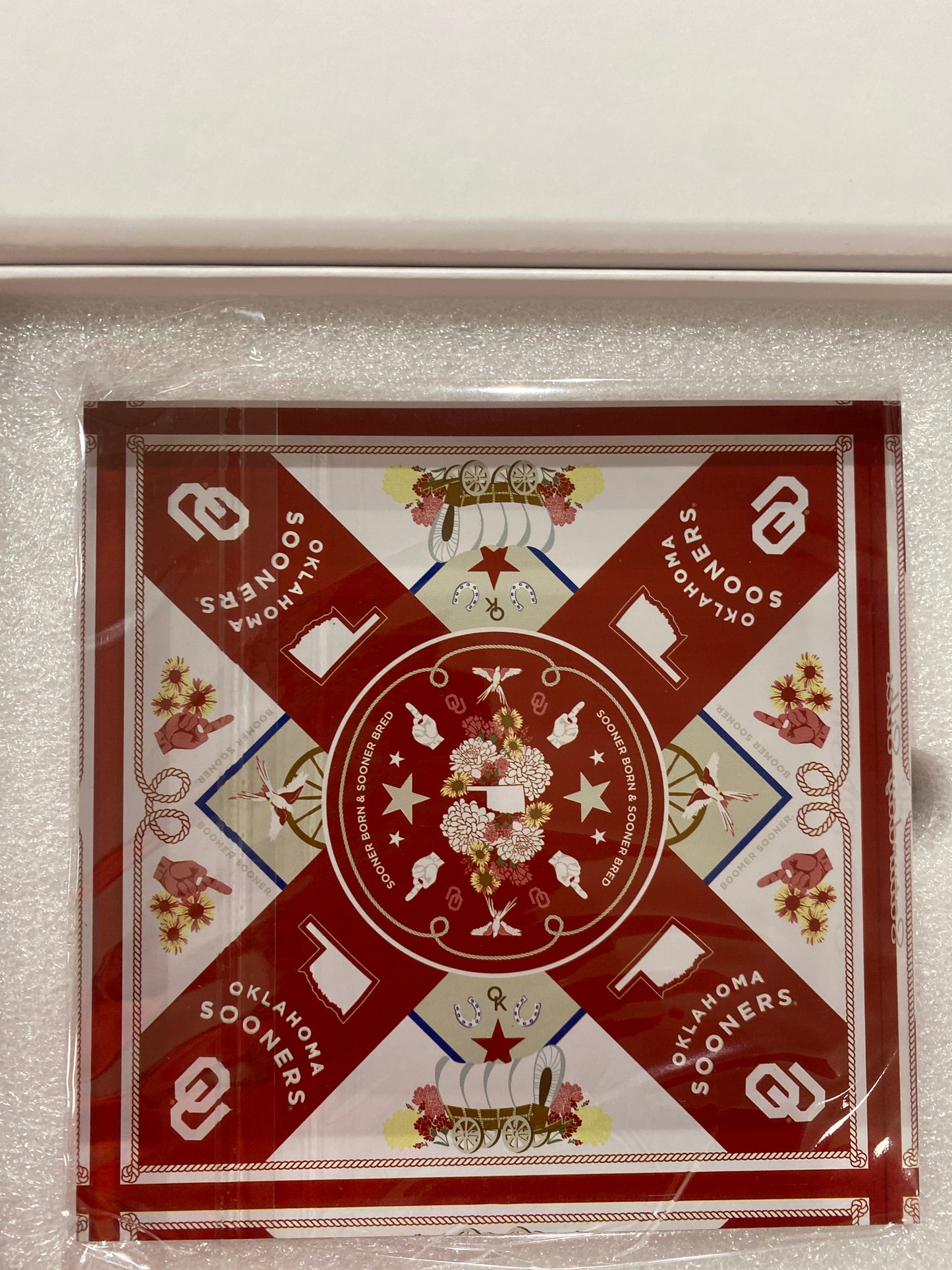 OKLAHOMA SOONERS ACRYLIC BLOCK SCARF ART