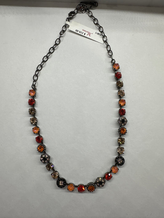 MARIANA NKLC-BLK-ORNG, BLK, PEACH STONES & FLWRS