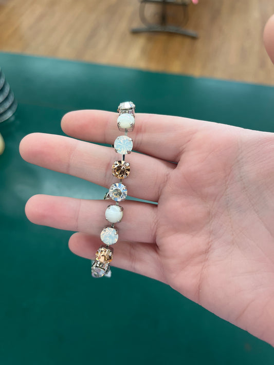 SLVR BRCLT WHTE, OPAL, & CHMPGN STONES