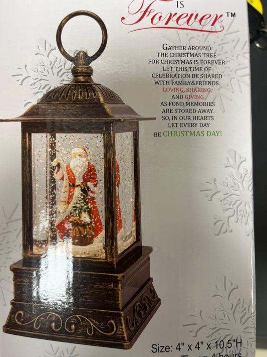 10.5" SANTA'S JOLLY CHECKLIST GLITTER LANTERN