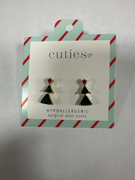 GREEN CRYSTAL TREES EARRINGS