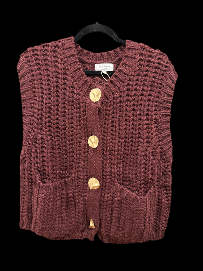 WINE CHUNKY KNIT SWEATER VEST