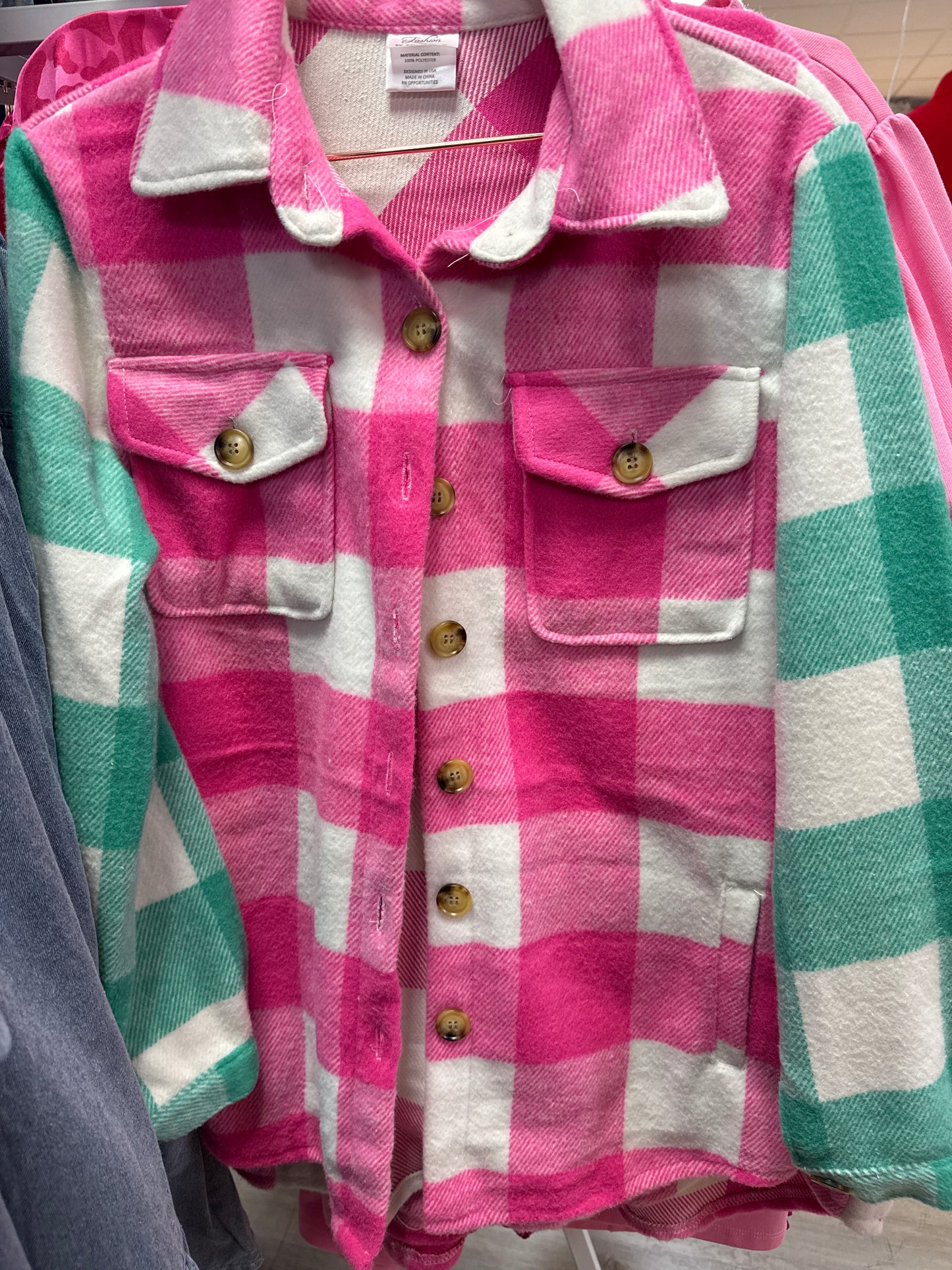 FESTIVE FLAIR MERRY PLAID SHACKET